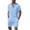 Blue, variant on Men's 2 Pieces Linen Set Henley Shirt Short Sleeve and Shorts Summer Beach Yoga Matching Outfits