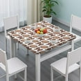 thumbnail image 3 of Brown Footballs and Bows Pattern Square Fitted Tablecloth with Elastic Edge,Square Table Cover,Washable Elastic Table Cover for Home Kitchen Party Decor 34"x34", 3 of 6