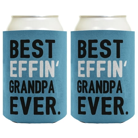 

ThisWear Best Grandpa Gifts Best Effin Grandpa Ever Funny Cool Grandpa Gifts 2 Pack Can Coolie Drink Coolers Coolies Blue