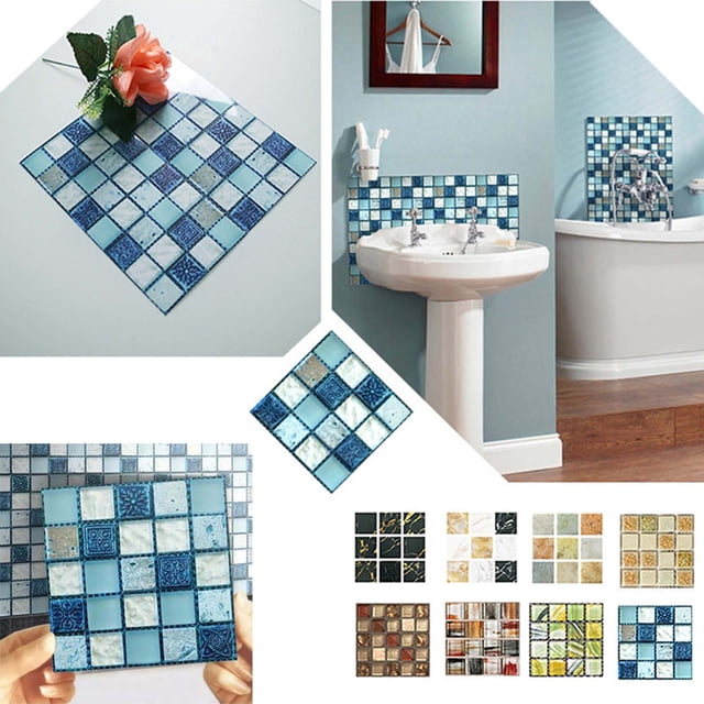 Sentmoon Window Clings Window Cling 1Set 10pc Self-Adhesive Tiles Sticker 3D Peel and Tiles Wall Sticker Kitchen Bathroom Wall Sticker DIY Wall Stickers for Home Living Room Bedroom