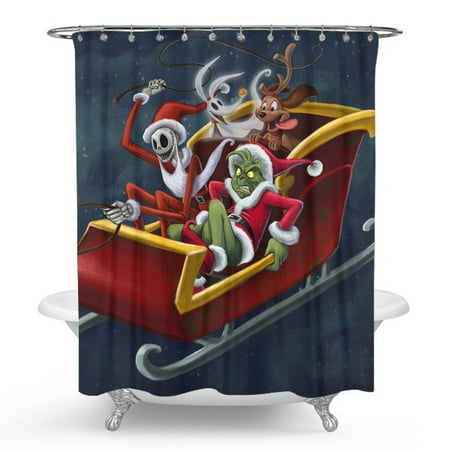 Christmas shower curtain The Grinch how to steal the Christmas shower curtain suit with hooking for home decoration festive winter gifts, fashion bathroom decoration