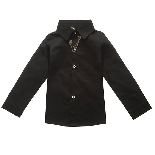 EGNMCR Blouse pour Enfants, Blouse à Manches Longues à Col Rabattu et Chemise Tout-Petit Enfants Bébés Garçons Mode Manches Longues Haut Décontracté Chemise à Col Rabattu Garçon Blouse