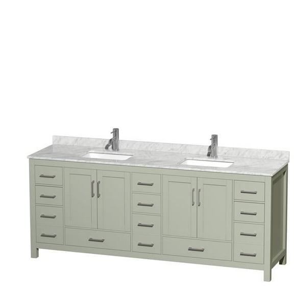 35 x 22 x 84 in. Double Bathroom Vanity with Brushed Nickel Trim, Light Green