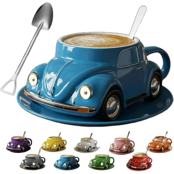 Beetle Shaped Coffee Mug,Unique Car Shaped Coffee Tea Mug,Handmade Ceramic Beetle Car Shaped Coffee Cup,Reusable Car Shaped Coffee Mug for Car Fans,Novelty Tea Cup Home Office Decor