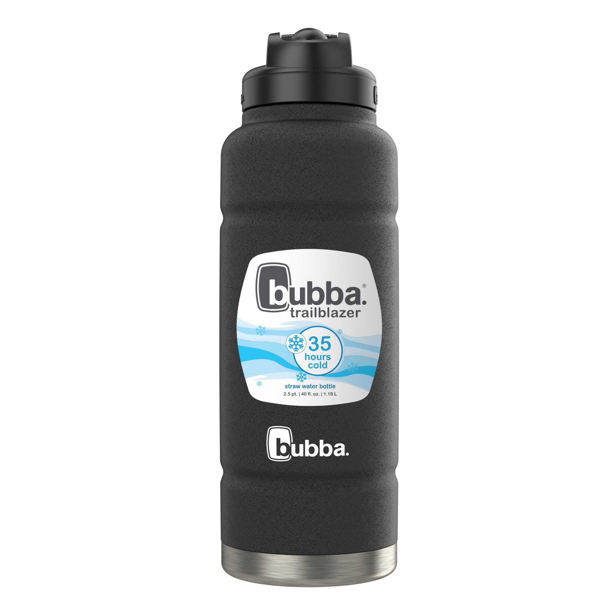 bubba Trailblazer Stainless Steel Water Bottle with Straw Lid, 40 oz (1.18 L), Vacuum-Insulated, Straw Lid, Licorice, 1 Pack