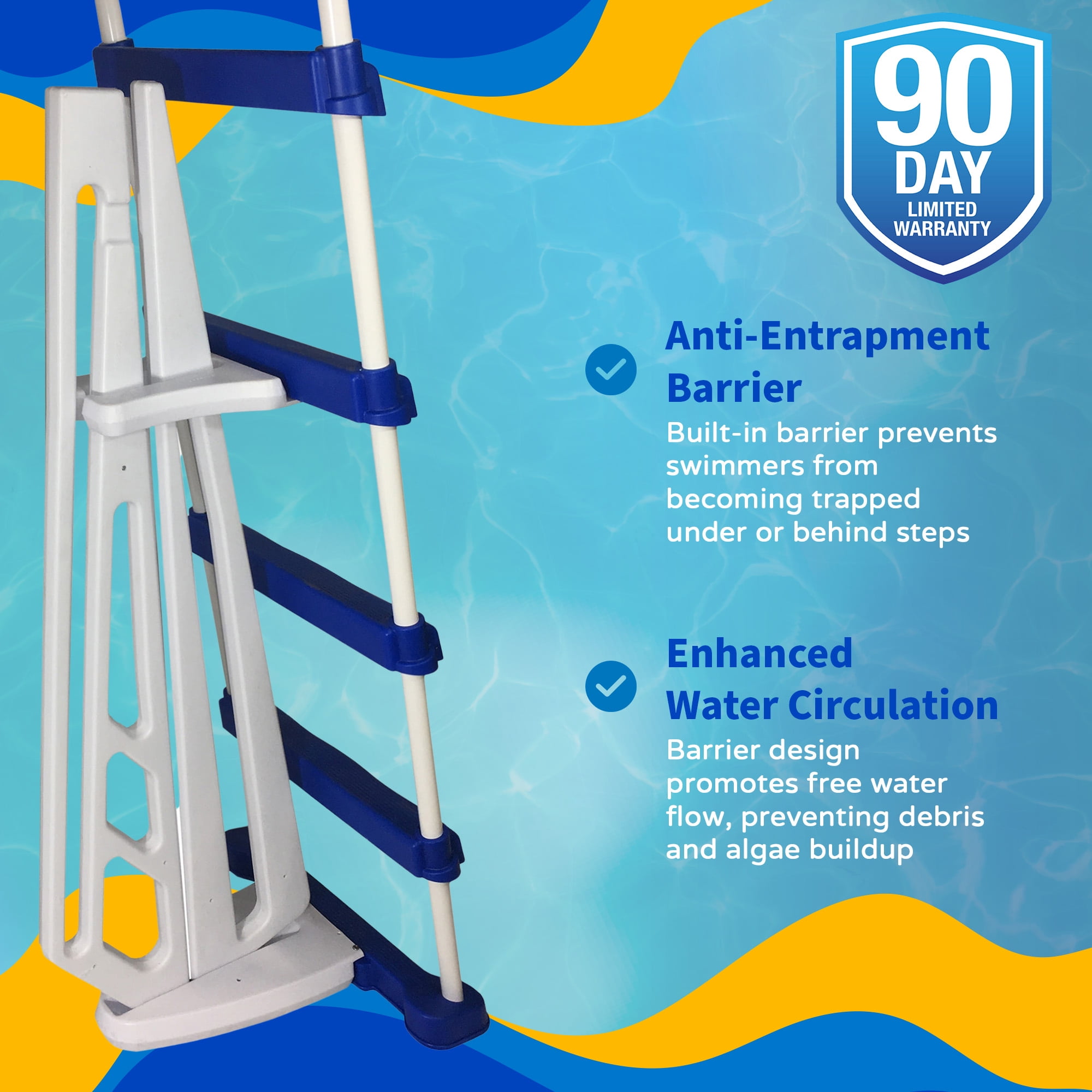 Blue Wave 52-in a-Frame Ladder w/ Safety Barrier and Removable Steps for Above Ground Pools