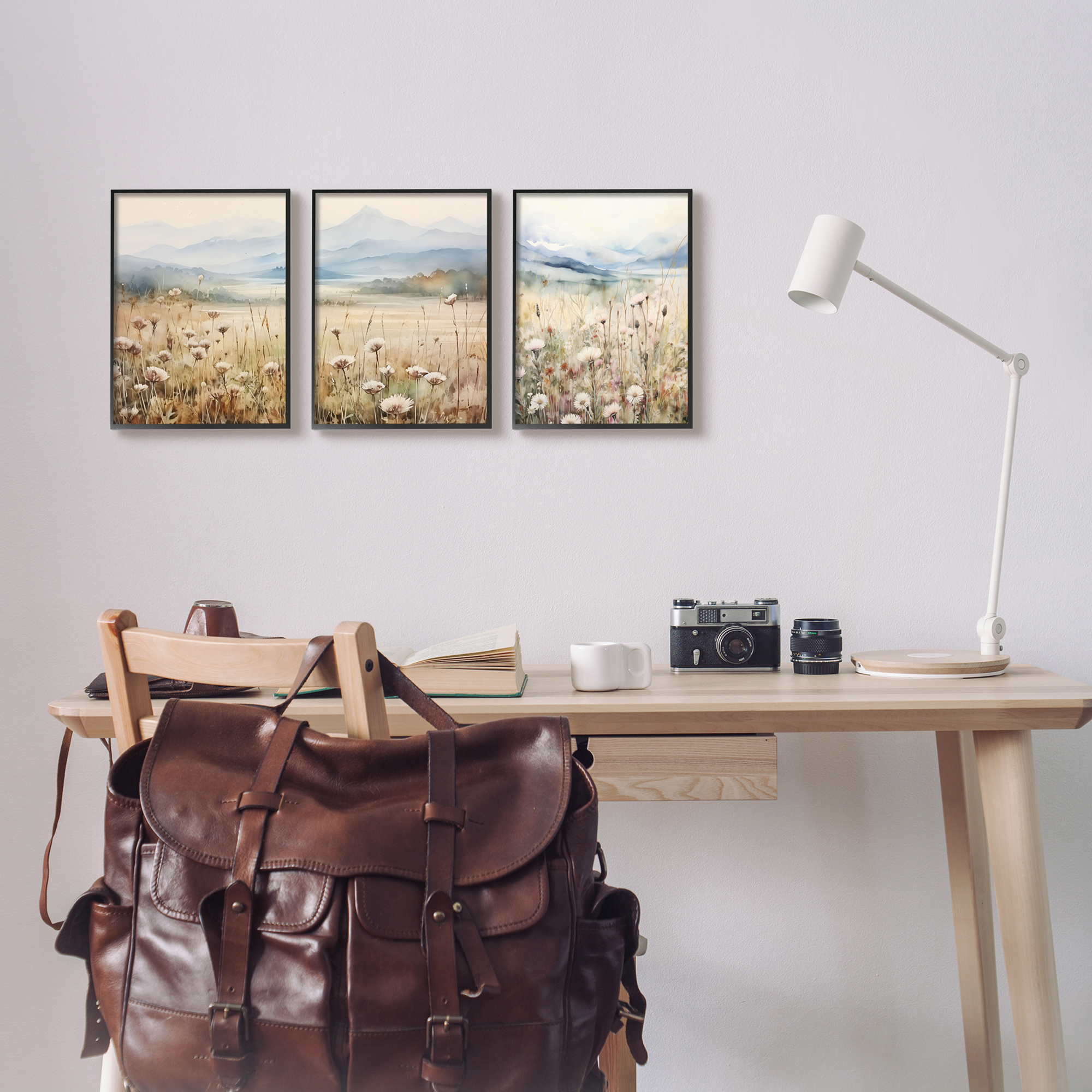 Stupell Industries In The Field Landscape Landscape Painting Black Framed Art Print Wall Art, 11 x 14, Set of 3