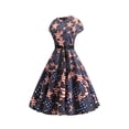 thumbnail image 3 of Aojekbee Independence Day Ladies Temperament Dress, Leisure Style Star Stripe Printing Short Sleeve Round Collar Wide Hemline Long Skirt, 3 of 10