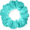 thumbnail image 3 of Velvet Scrunchies Jumbo Size Plush Big Ponytail Holders Thick Braided Locked Hair Big Made in the USA Aqua, 3 of 7