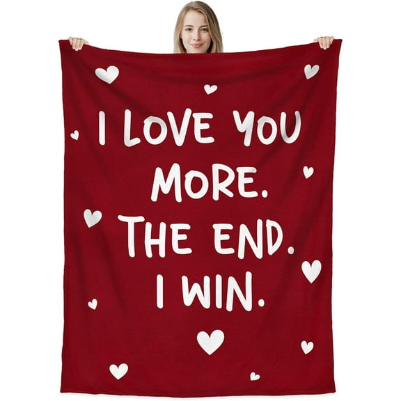 Anniversary Couple Gifts for Him Her - I Love You More Soft Fleece Throw Blanket 60x80 in - Anniversary Wedding Gifts for Men Women Girlfriend Boyfriend, Romantic Husband Wife Birthday Gift