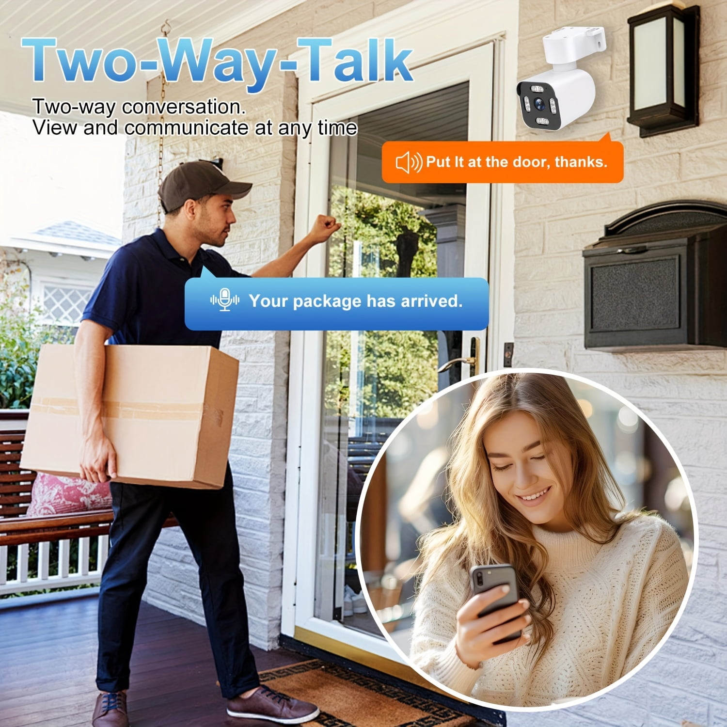 2K Outdoor Security Camera, 180° Panoramic View, Color Night Vision, Human Auto Tracking, Wired WiFi, All-weather, Alexa Google Assistant, 2.4&5G, 1pc/2pcs