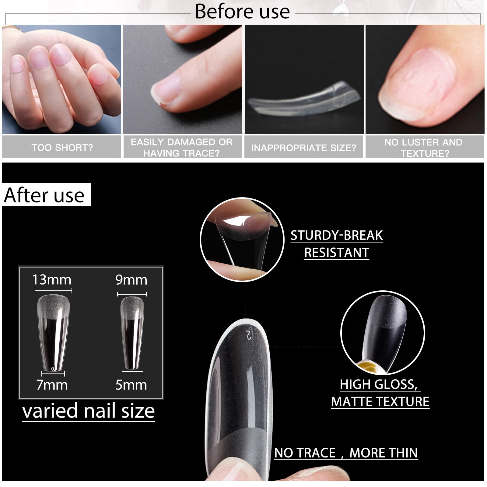Gellen Gel Nail Kit, Nail Tips and Glue Gel Kit with Base & Top Coat & 5 In 1 Nail Glue Gel, 240Pcs Full Matte Almond Fake Nails Tips and UV Nail Lamp, Fast False Nails Extension Manicure Set