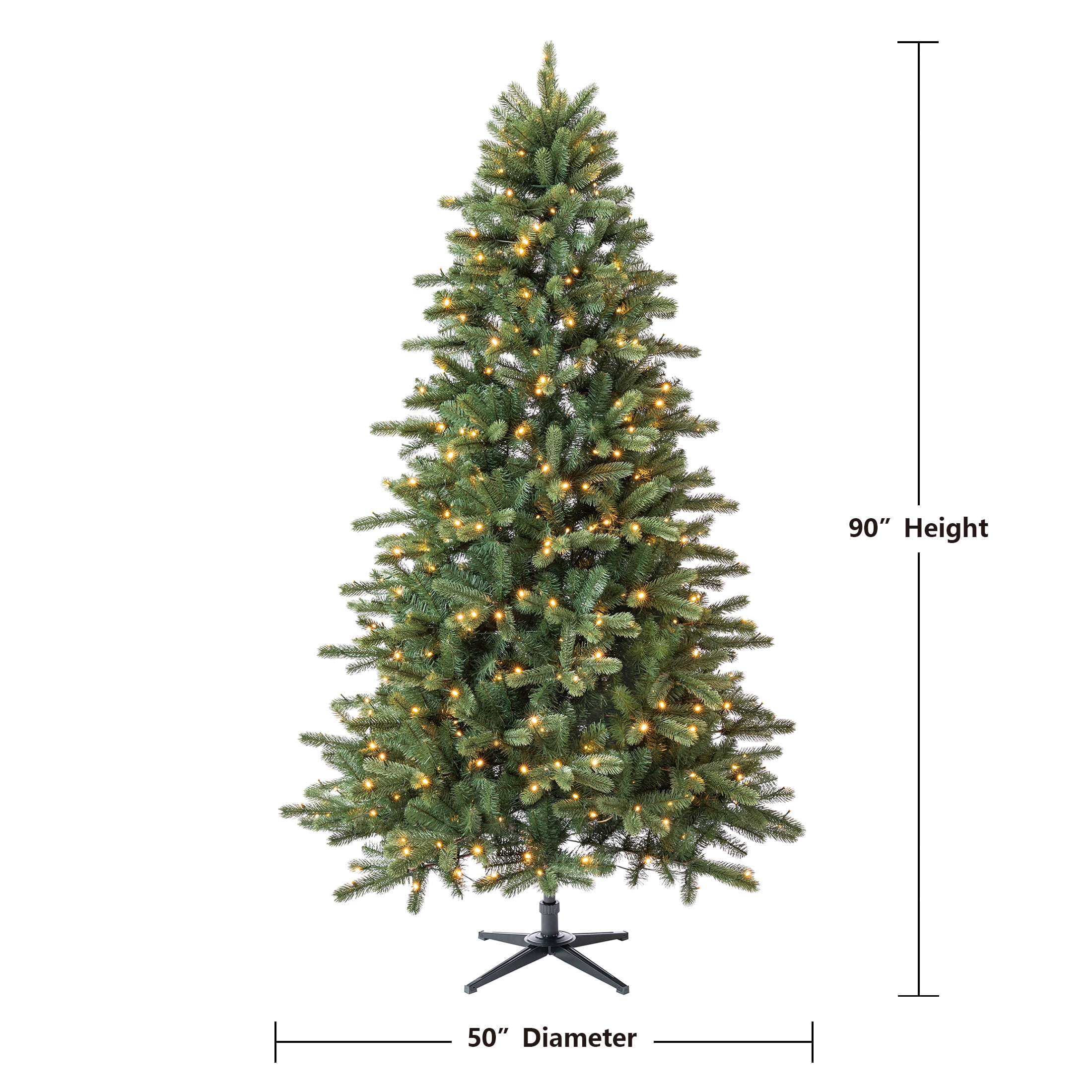 7.5' Pre-Lit Birchwood Fir Green Artificial Christmas Tree with Warm White Twinkle LED Lights and Quick Set, by Holiday Time