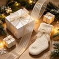 thumbnail image 4 of 2 1/2" x 10 Yard Ribbon with Gold Stripes for Christmas Decorations, Sheer Ribbon For Christmas Tree, Wreath, Gift Wrapping, Bow Making & Holiday DIY Decoration, 4 of 6