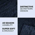 thumbnail image 4 of Superior Arctic Fleece Boho Knit Jacquard Blanket, King, Navy Blue, 4 of 7