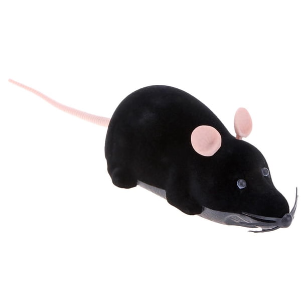 Eléctrico Mascota gato inalámbrico eléctrico RC flocado rata Control remoto ratón juguete (negro) Tmvgtek Ofspeizc