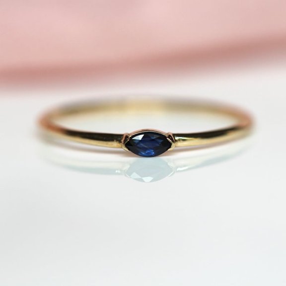 Sapphire Gemstone Ring, Marquise Cut Ring, 925 Yellow Gold Plated Sterling Silver Ring Wedding Gift For Him