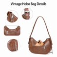 thumbnail image 3 of Lee Vintage Hobo Handbag for Women Cute Small Ladies Shoulder Bag with Decorative Metal Chain, Brown, 3 of 7