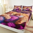 thumbnail image 3 of Feelyou Cute Sleeping Kitten Twin Sheet Sets, Kawaii Cat Twin Fitted Sheet, Cartoon Animal Theme Flat Sheet, Ultra Soft Bedroom Decor, 3-Piece, 3 of 7