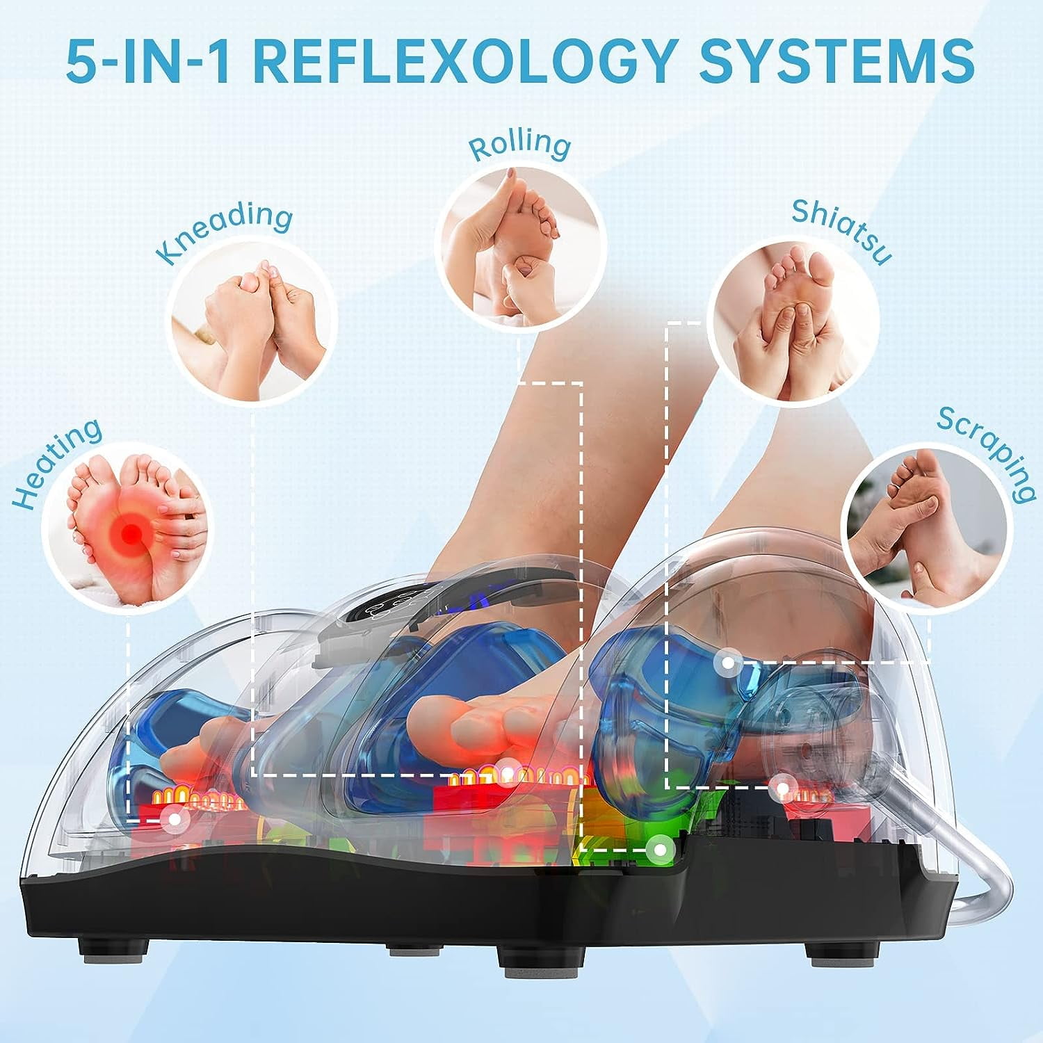TISSCARE Shiatsu Foot Massager Machine with Heat- Kneading for Pain Relief, Plantar Fasciitis-Sliver