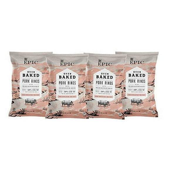 Epic Artisanal Oven Baked Pork Rinds, Pink Himalayan Sea Salt, 2.5 oz, 4 ct