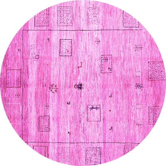 Ahgly Company Indoor Round Abstract Pink Contemporary Area Rugs, 6' Round