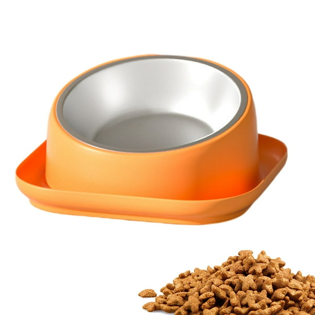 Tilted Cat Food Bowls,Slanted Cat Feeder Bowl Orthopedic Cat Bowl AntiVomiting Spill Proof