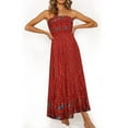 thumbnail image 6 of Rovga Women Casual Floral Printing Summer Boho Strapless Sleeveless Ruffle Beach Maxi Tiered Midi Dress Stylish Dailywear, 6 of 9