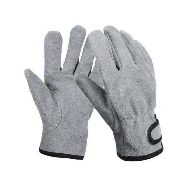 Leather Fire Resistant Heat Resistant Glove Outdoor Barbecue Heat Resistant Wear Resistant Two Layer ,Easy to Use