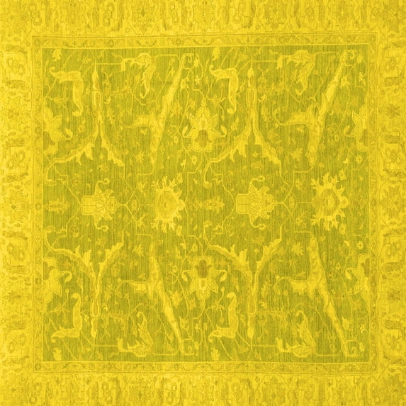 Ahgly Company Indoor Square Oriental Yellow Traditional Area Rugs, 6' Square