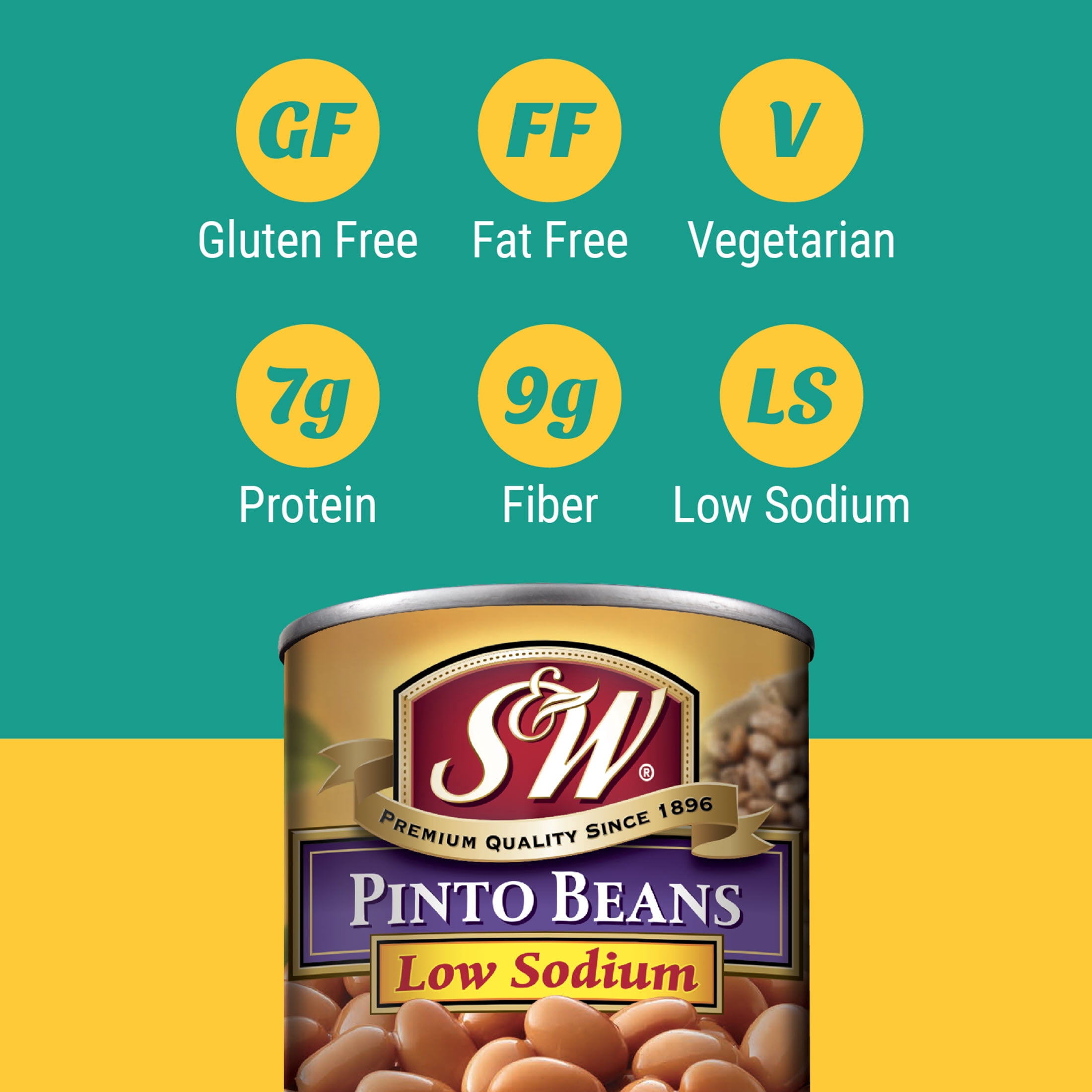 S&W Pinto Beans - Low Sodium - 15.5 oz. Can