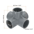 thumbnail image 2 of Uxcell Fitting 1-1/4" 5 Ways Connector Furniture Build Grade Pipe Coupling, Grey, 2 of 8
