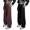 thumbnail image 2 of Gubotare Girls Baggy Pants Girls Sweatpants Girls' Activewear High Waisted Jogger Pants Size 10-12 (Coffee,10-12 Years), 2 of 9