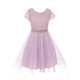 thumbnail image 4 of Little Girls Elegant Floral Lace Top Tulle Pageant Party Flower Girl Dress Lilac 4 (2J1K2S2), 4 of 5