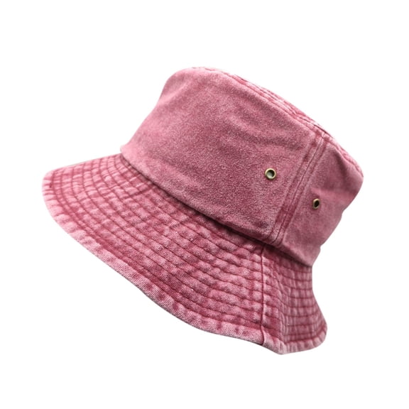 Prolriy Bucket Hat Unisex Washed Old Shade Solid Color Breathable Hole Hollow Denim Fisherman Hat Hats for Men Women Wine