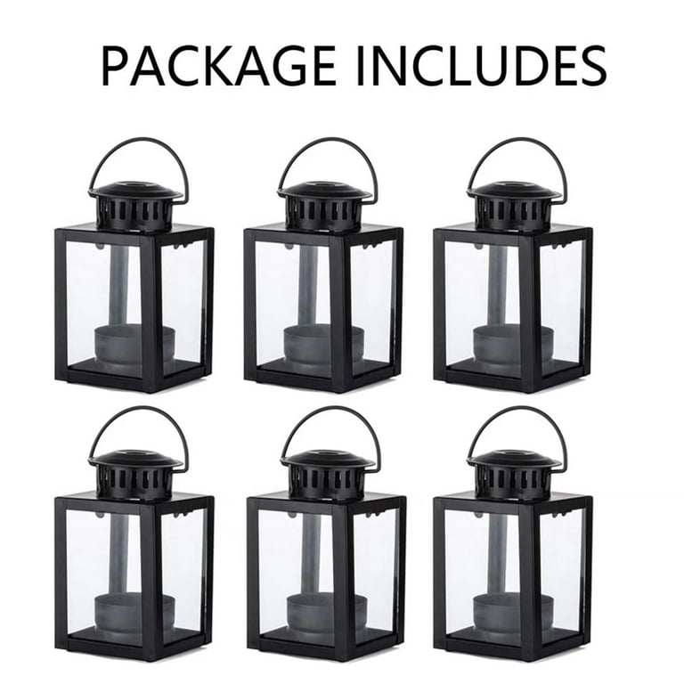 LLQ 12Pcs Mini Lantern with Flickering LED Candle, Black Decorative Hanging  Lanterns, Small Lantern for Wedding Decor, Halloween Christmas Table