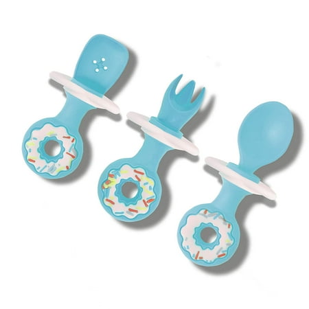 

Toddler Utensils Set KAYPEROF Baby Fork and Spoon Set Donut Design Made in USA Baby Feeding Supplies 100% Food Grade Silicone Baby Utensils Feeding Set Bpa Free Anti-Choke- Ages(Yellow)