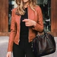 thumbnail image 1 of SJJYV Slim Fit Leather Jacket Women, Classic Moto Biker Pu Autumn & Winter Basic, 1 of 5