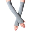 thumbnail image 1 of Guantes de mujer, guantes de medio dedo, bonitos guantes largos de otoño e invierno para mujer, guantes de lana con mangas abiertas para los brazos, 1 of 6