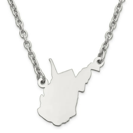 Sterling Silver Tennessee State Charm - 925 Sterling Silver Wv State Pendant Charm Necklace Chain Engravable Gifts For Women For Her