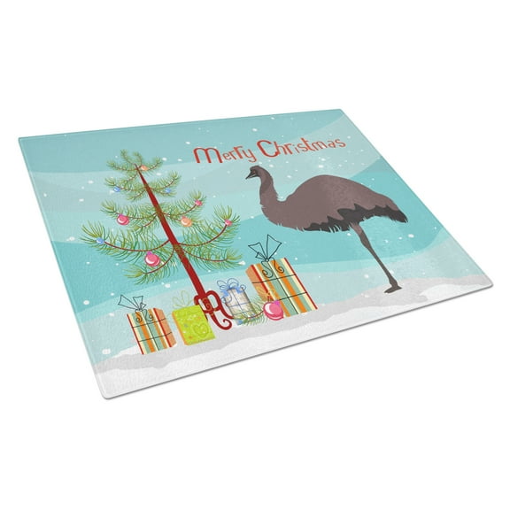 Caroline's Treasures Emu Christmas Glass Cutting Board Large