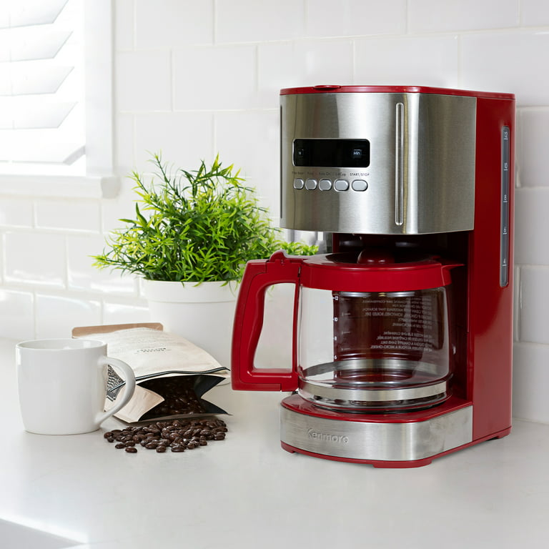 Kenmore 12 Cup Aroma Control Programmable Coffee Maker Strong Brew Selector  Coffee Machine, Red