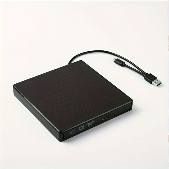 FNNMNNR External DVD Drive Dual USB 3.0 and Type-C Interface Portable CD DVD-RW Writer Rewriter Player for PC Compatible with Windows/Linux/Mac OS Plug and Play No Battery Required