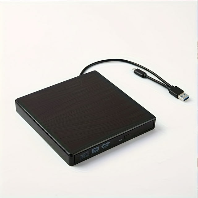 FNNMNNR External DVD Drive Dual USB 3.0 and Type-C Interface Portable CD DVD-RW Writer Rewriter Player for PC Compatible with Windows/Linux/Mac OS Plug and Play No Battery Required