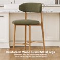 thumbnail image 4 of Bar Stools with Back Sets of 2, LEGAHOME 26"Counter Height Bar Stool, Modern Farmhouse Upholstered Bar Stool Chairs Set of 2 with Curved Back & Wood-Grain Metal Legs for 34"-39" Kitchen Island, Green, 4 of 7