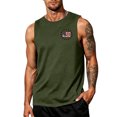 thumbnail image 3 of 4th Of July Tank Tops for Men Crew Neck Sleeveless Stars and Stripes Print Daily Celebration Tunics Lightweight Summer Casual Shirts ,L,#01 Army Green, 3 of 4