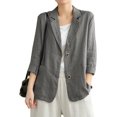 thumbnail image 1 of GHSDFBB Blazer en Coton et Lin pour Femmes, Manches Longues, Décontracté, 1 of 4