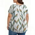 thumbnail image 4 of TQWQT Plus Size Womens Tops 4x-5x Summer Tunic Tops Crew Neck Floral Print Short Sleeves Tee Dressy Casual Tee Shirts 5x Women Plus Size Clothing Green L, 4 of 5