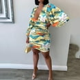 thumbnail image 1 of mtvxesu Robes pour Femmes Grande Taille, Robe à Col en V Imprimée Décontractée Mode Aguichant Moulante à Manches Longues Robes en Denim, 1 of 5