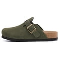 thumbnail image 5 of Litfun Suede Clogs for Women Cork Footbed Leather Sandals Arch Support Potato Shoes with Adjustable Buckle, Army Green, 5 of 7